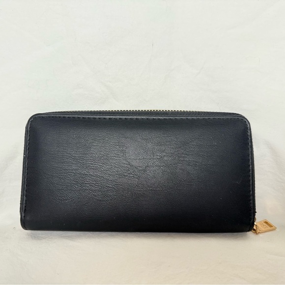 Badgley Mischka Black Faux Leather with Gold Studs Zipper Wallet - Picture 3 of 10
